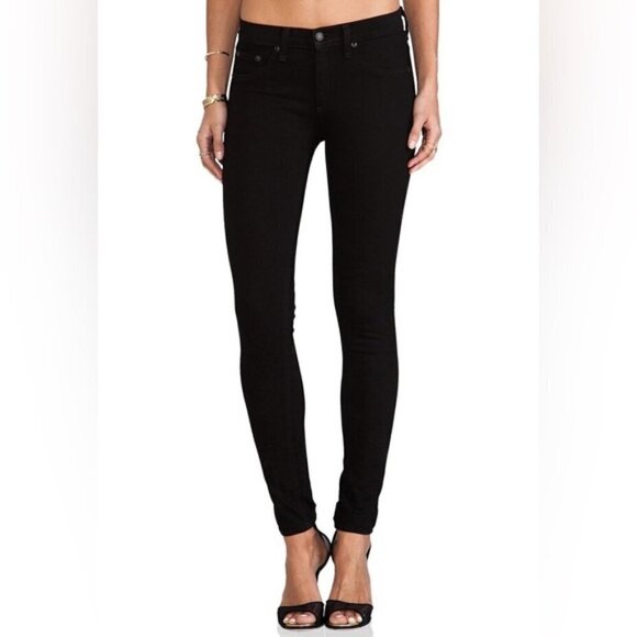rag & bone Denim - Rag & Bone Legging Skinny Jeans Blackout Denim Mid rise Stretch Size 25